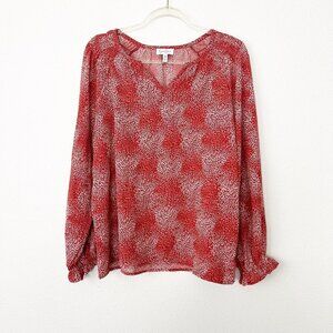 Jessica Simpson Womens Medium Red Long Sleeve Blouse